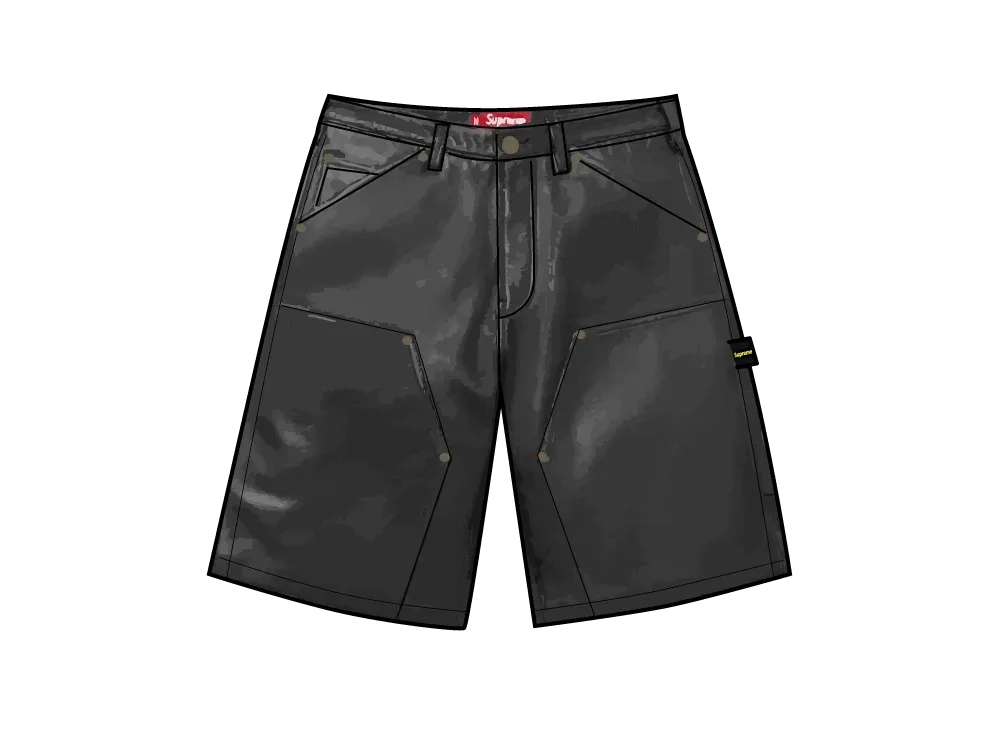Supreme Leather Double Knee Painter Short "Black"
