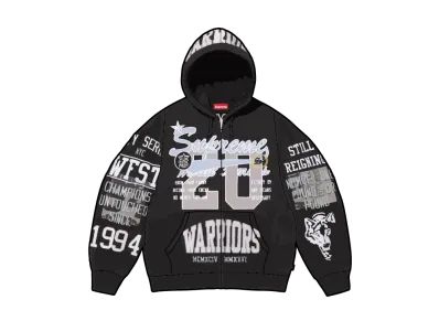 Supreme Warriors Appliqué Zip Up Hooded Sweatshirt "Black"