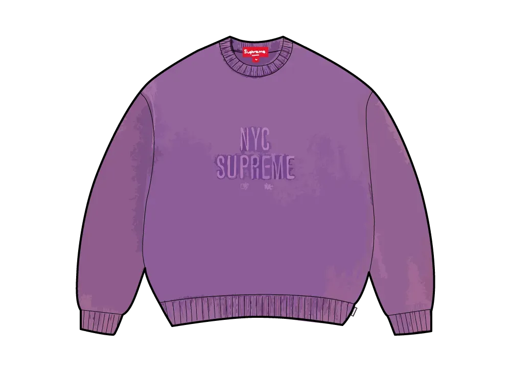 Supreme Overdyed Raised Sweater "Purple"