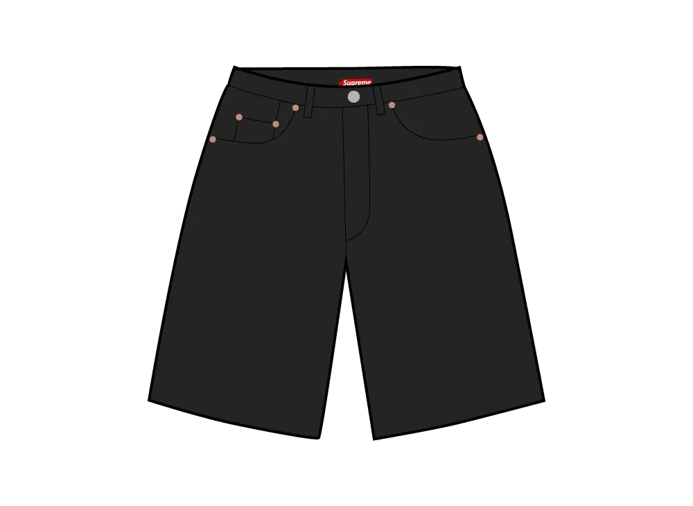 Supreme Baggy Selvedge Denim Short "Rigid Black"