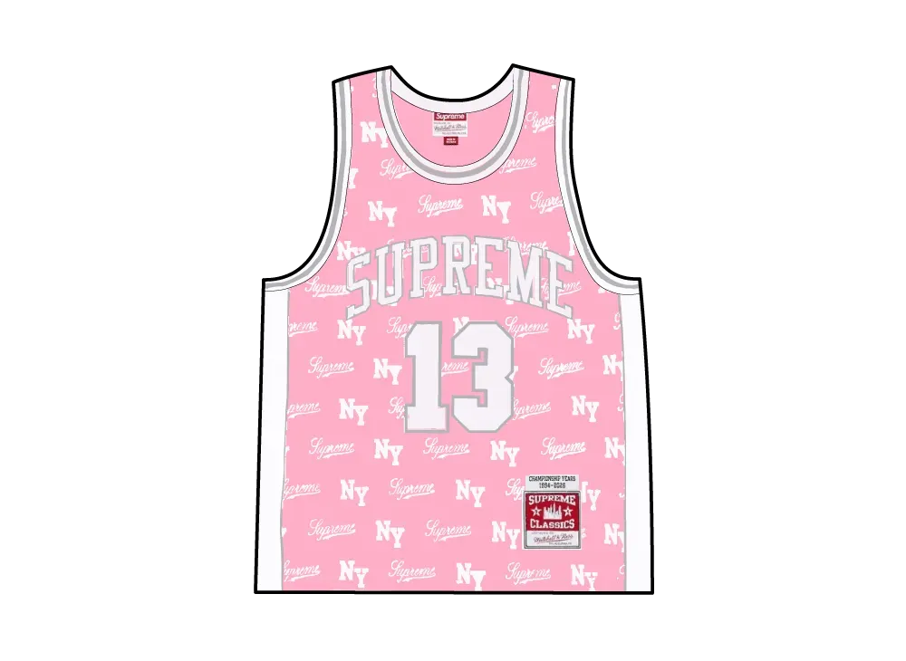 Supreme x Mitchell & Ness Monogram Basketball Jersey "Pink"