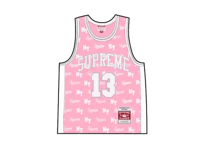 Supreme x Mitchell & Ness Monogram Basketball Jersey "Pink"