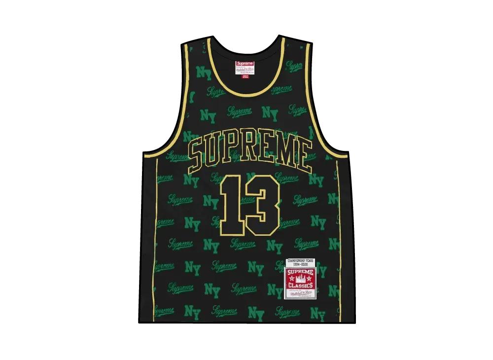 Supreme x Mitchell & Ness Monogram Basketball Jersey "Black"