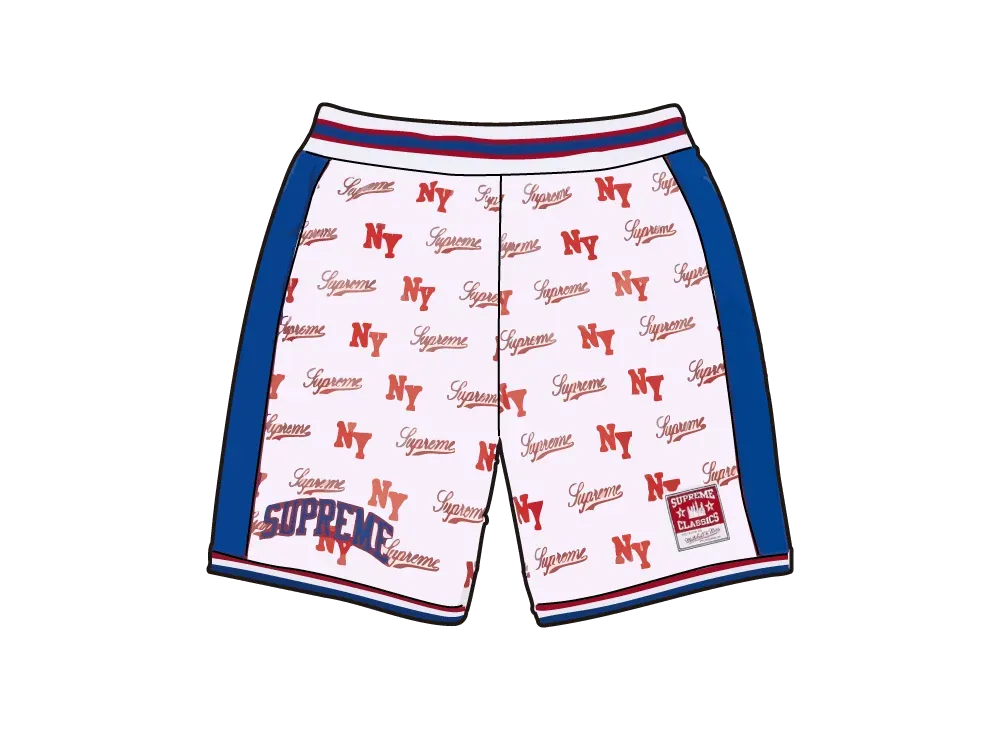 Supreme x Mitchell & Ness Monogram Basketball Short "White"
