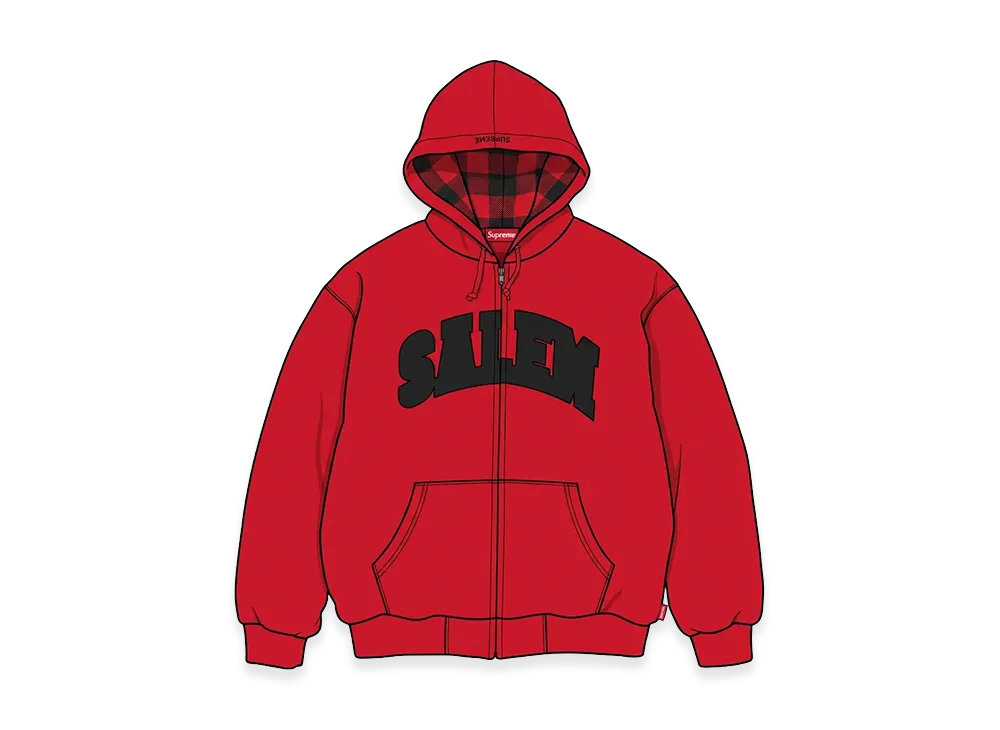 Supreme x SALEM Zip Up Hooded Sweatshirt "Red"