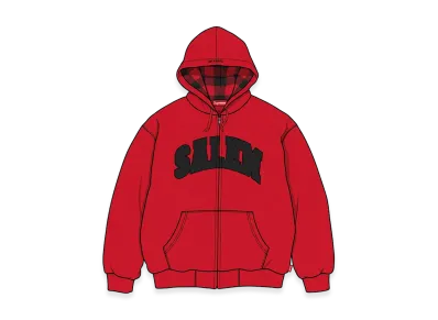 Supreme x SALEM Zip Up Hooded Sweatshirt "Red"