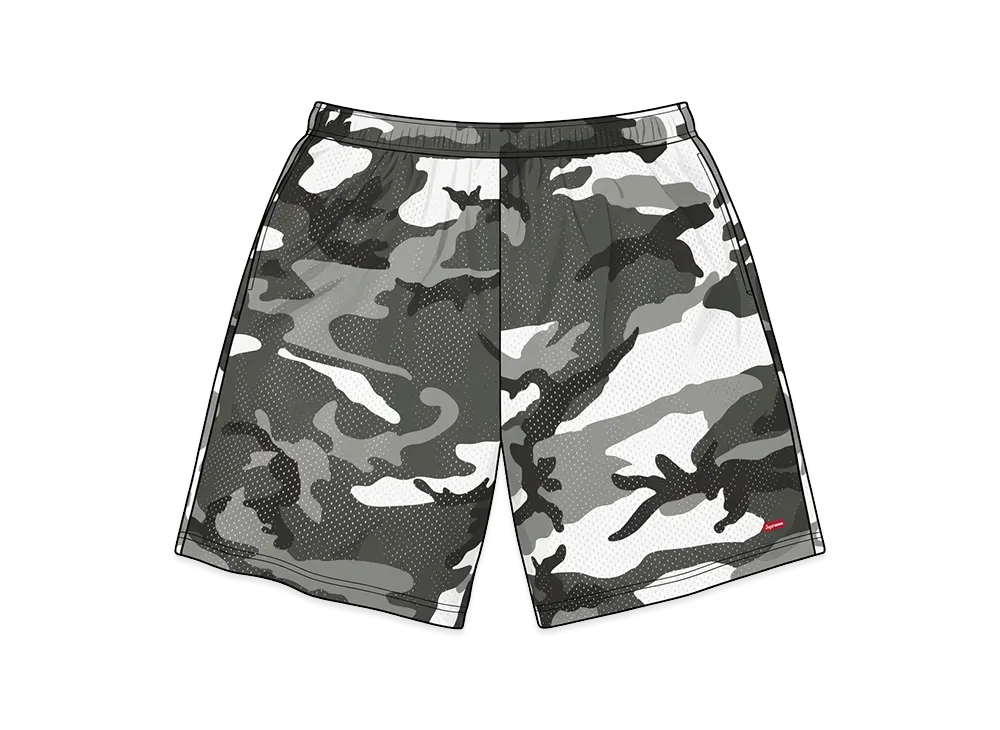 Supreme Small Box Baggy Mesh Short "Snow Camo"