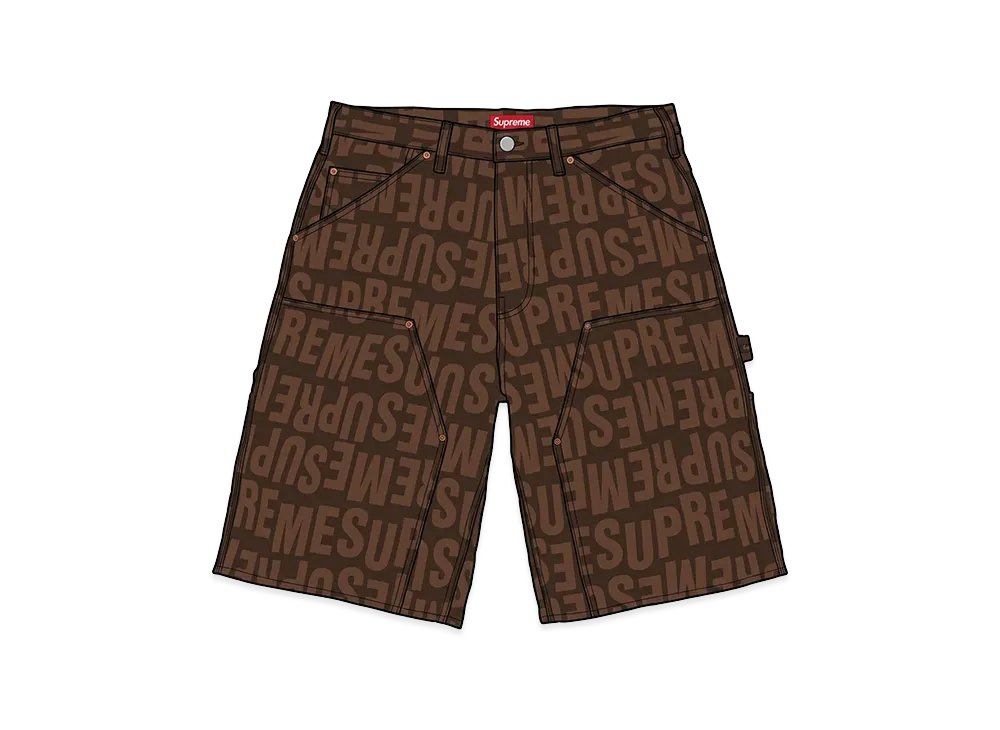 Supreme Repeat Jacquard Double Knee Denim Short "Dark Brown"