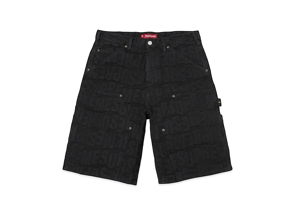 Supreme Repeat Jacquard Double Knee Denim Short "Black"