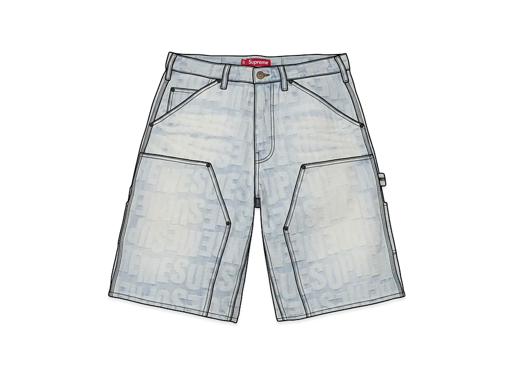 Supreme Repeat Jacquard Double Knee Denim Short "Light Washed Indigo"