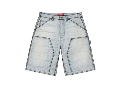 Supreme Repeat Jacquard Double Knee Denim Short "Light Washed Indigo"