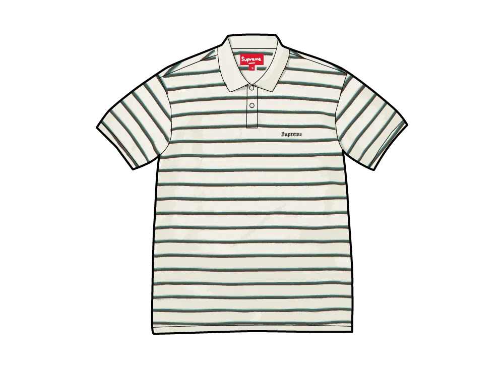 Supreme Washed Stripe Polo "White"