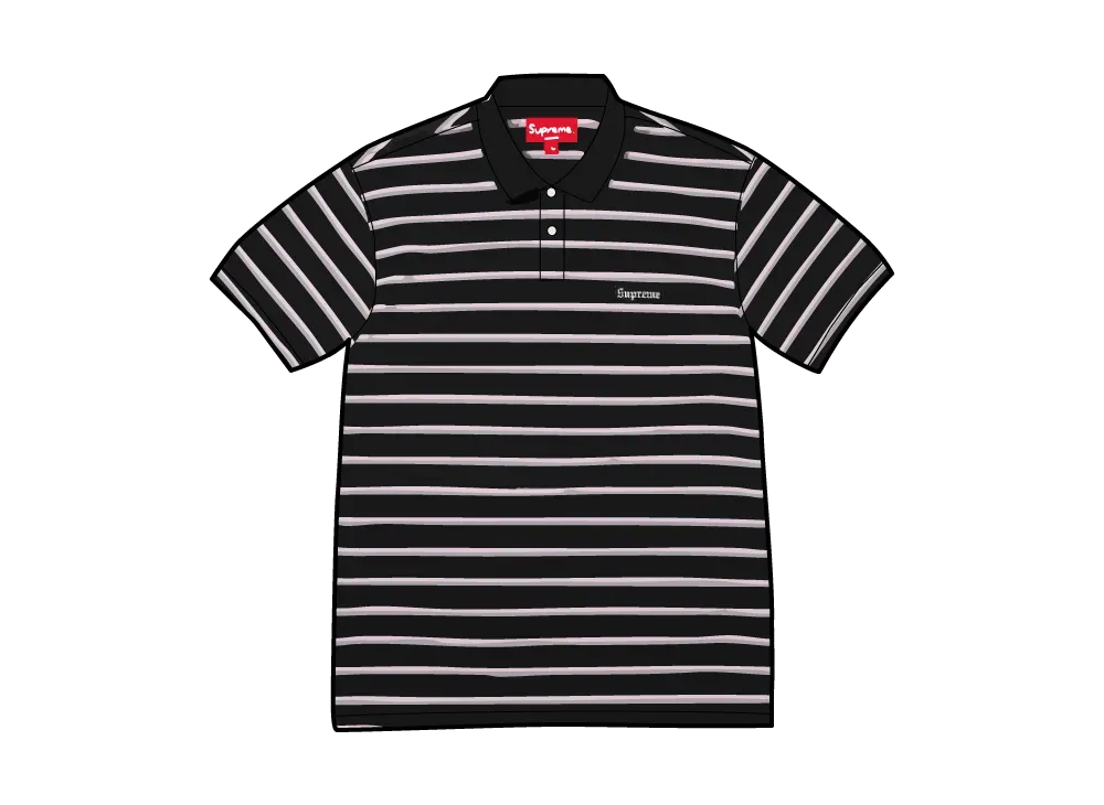 シュプリーム ウォッシュド ストライプポロ "ブラック"