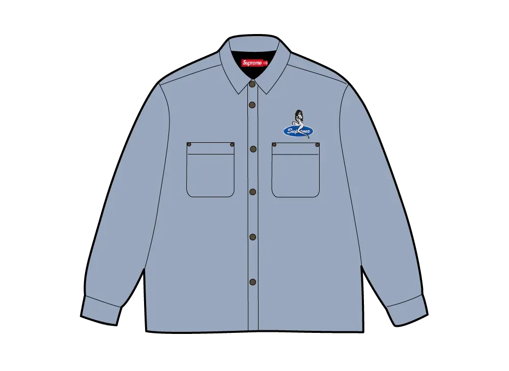 Supreme Quilted Lined Denim Snap Shirt "Dirty Indigo"