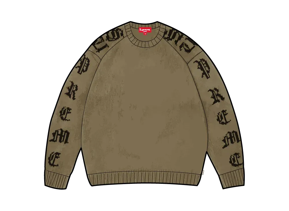 Supreme Old English Sleeves Sweater "Olive"