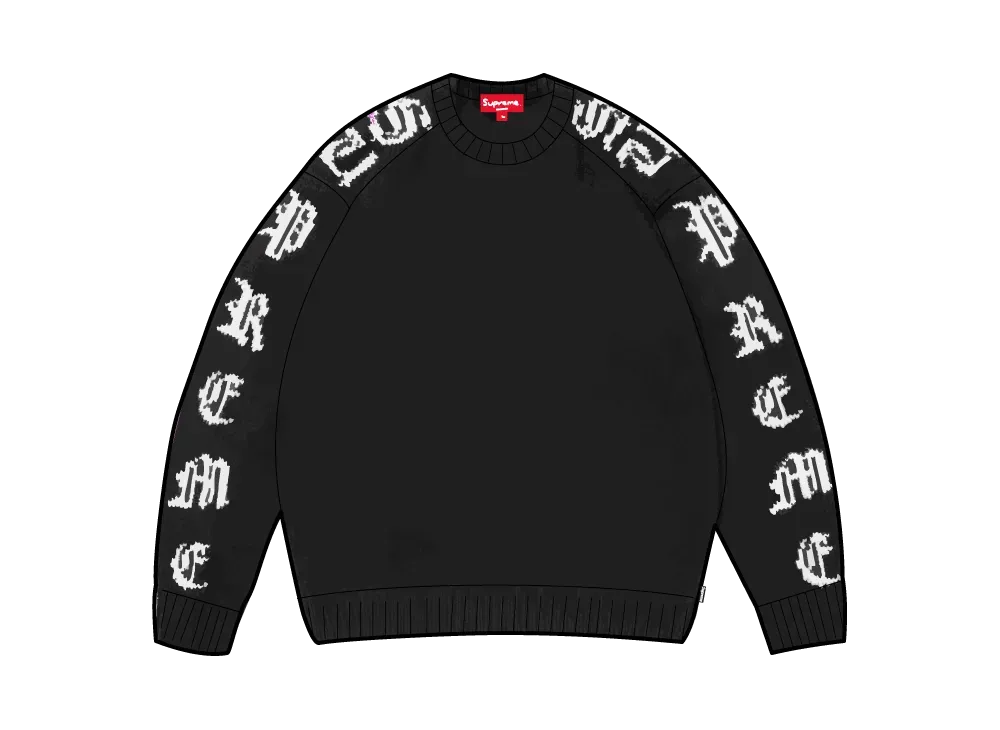 シュプリーム オールドイングリッシュ スリーブセーター "ブラック"