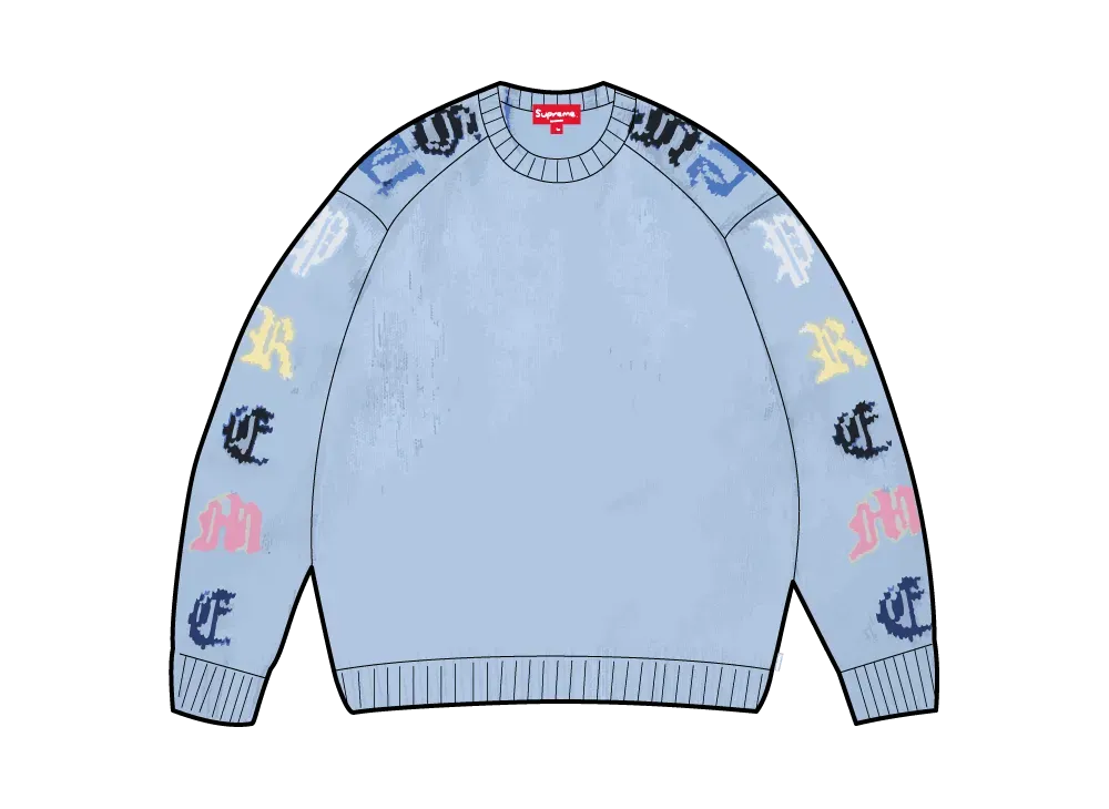 Supreme Old English Sleeves Sweater "Light Blue"
