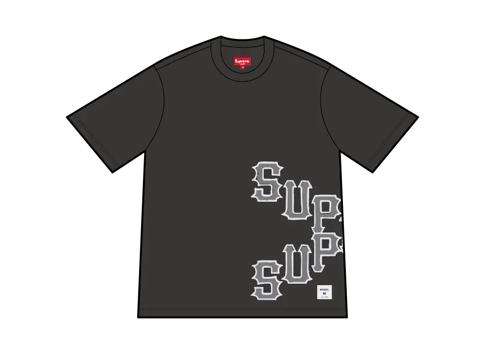 シュプリーム クラックド スペルアウト ショートスリーブトップ "ウォッシュドブラック"