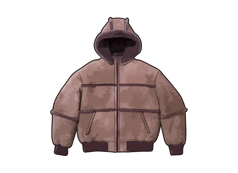 Supreme x MM6 Maison Margiela Hooded Shearling Bomber Jacket "Purple"