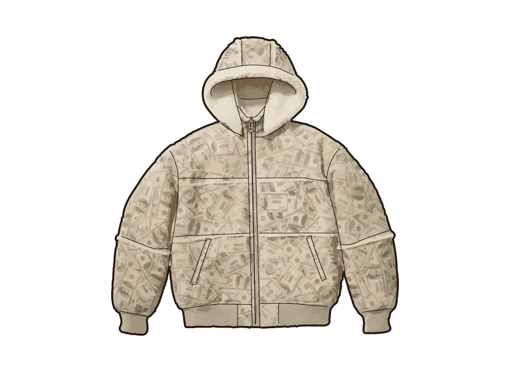 Supreme x MM6 Maison Margiela Hooded Shearling Bomber Jacket "Money"