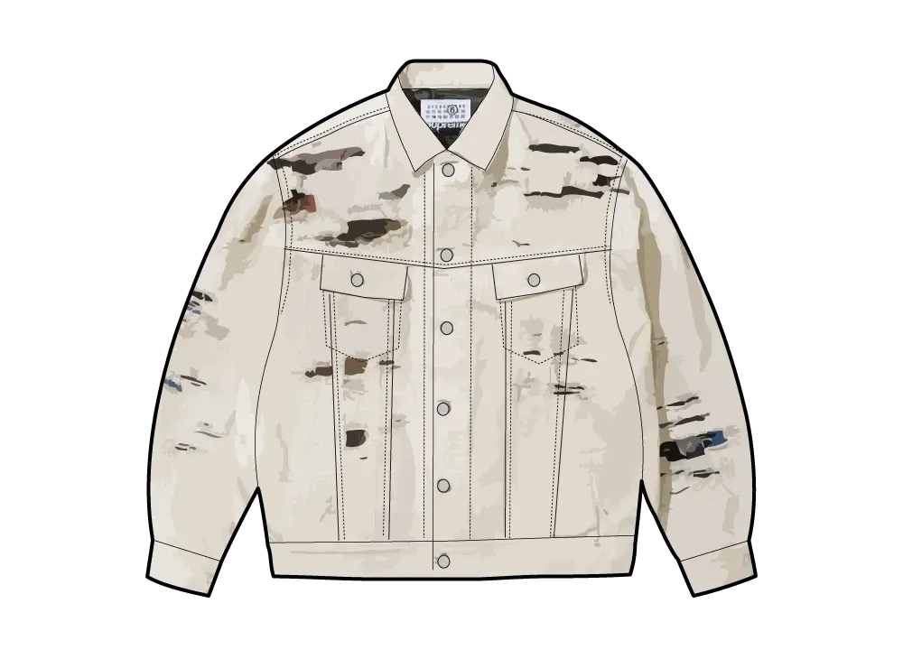 Supreme x MM6 Maison Margiela Distressed Selvedge Denim Trucker Jacket "White"