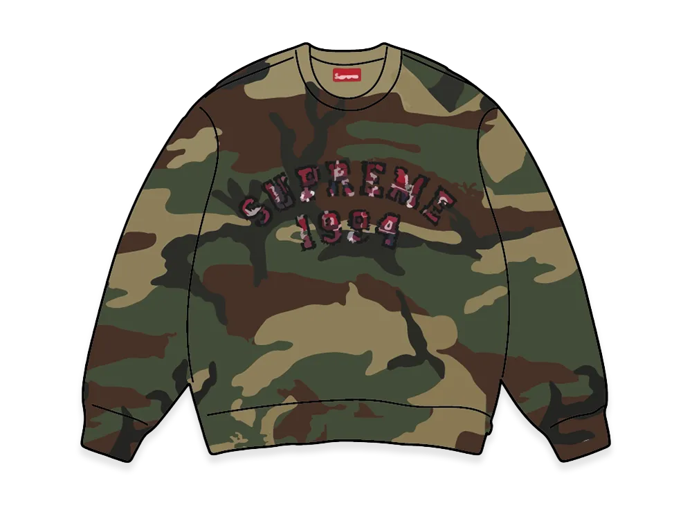 Supreme Plaid Arc Crewneck "Woodland Camo"