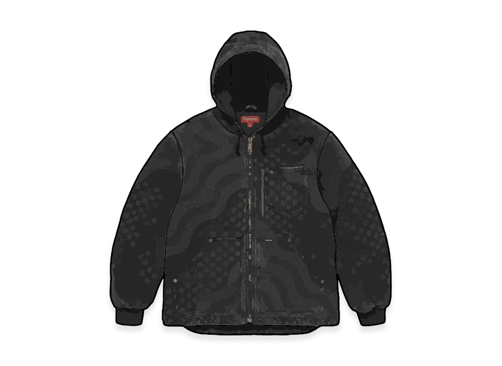 Supreme Flag Quilted Hooded Work Jacket "Black"