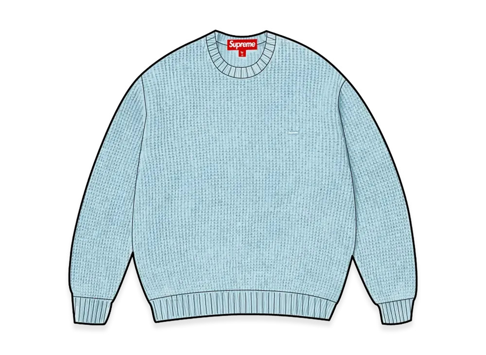 Supreme Washed Small Box Waffle Sweater "Light Blue"