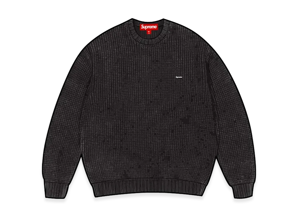 Supreme Washed Small Box Waffle Sweater "Black"