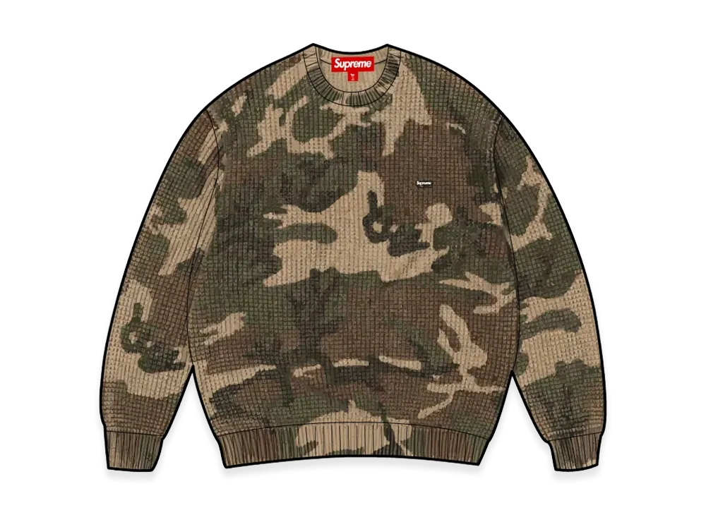 Supreme Washed Small Box Waffle Sweater "Woodland Camo"