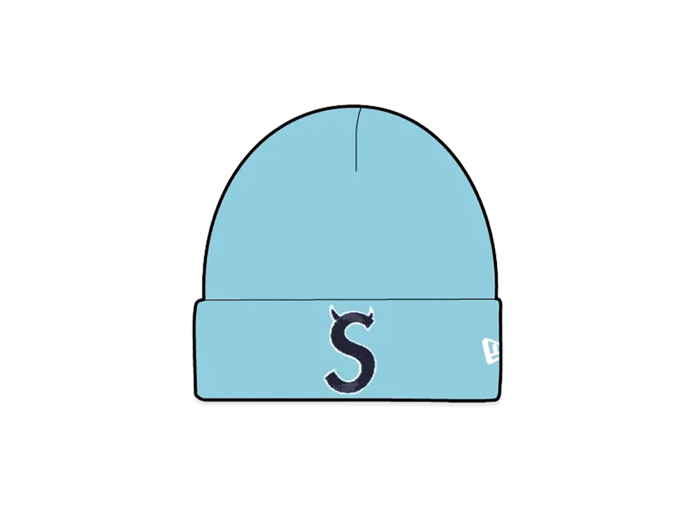 Supreme New Era Devil S Logo Beanie "Light Blue"