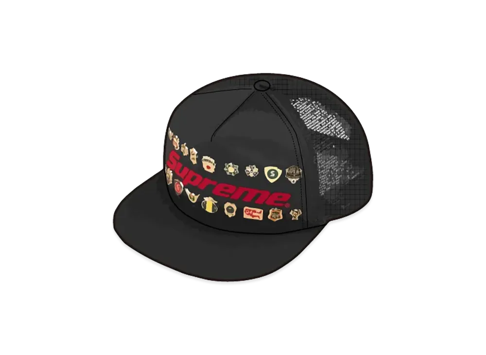 シュプリーム ピンズ メッシュバック 5パネル "ブラック"