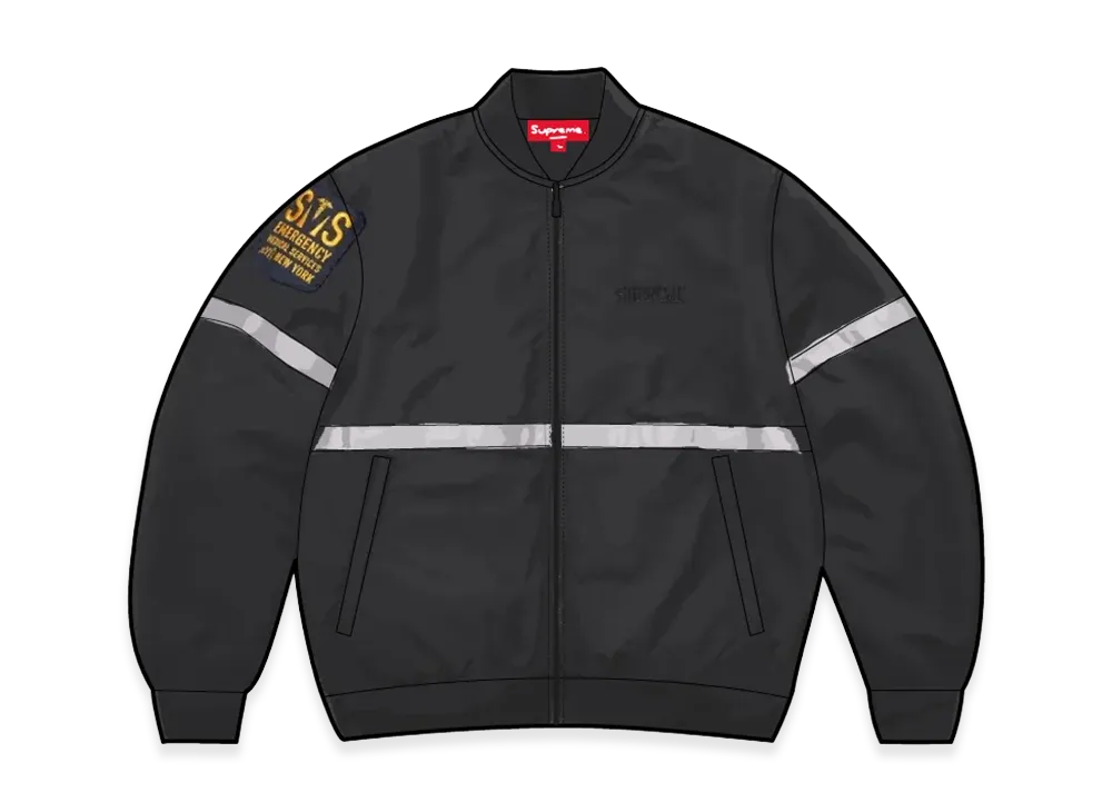 シュプリーム ジップオフスリーブ リフレクティブ ストライプジャケット "ブラック"