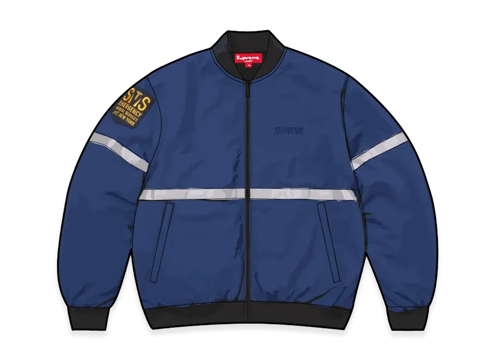 Supreme Zip-Off Sleeve Reflective Stripe Jacket "Navy"