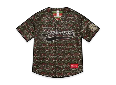 Supreme Floral Jacquard Baseball Jersey "Black"