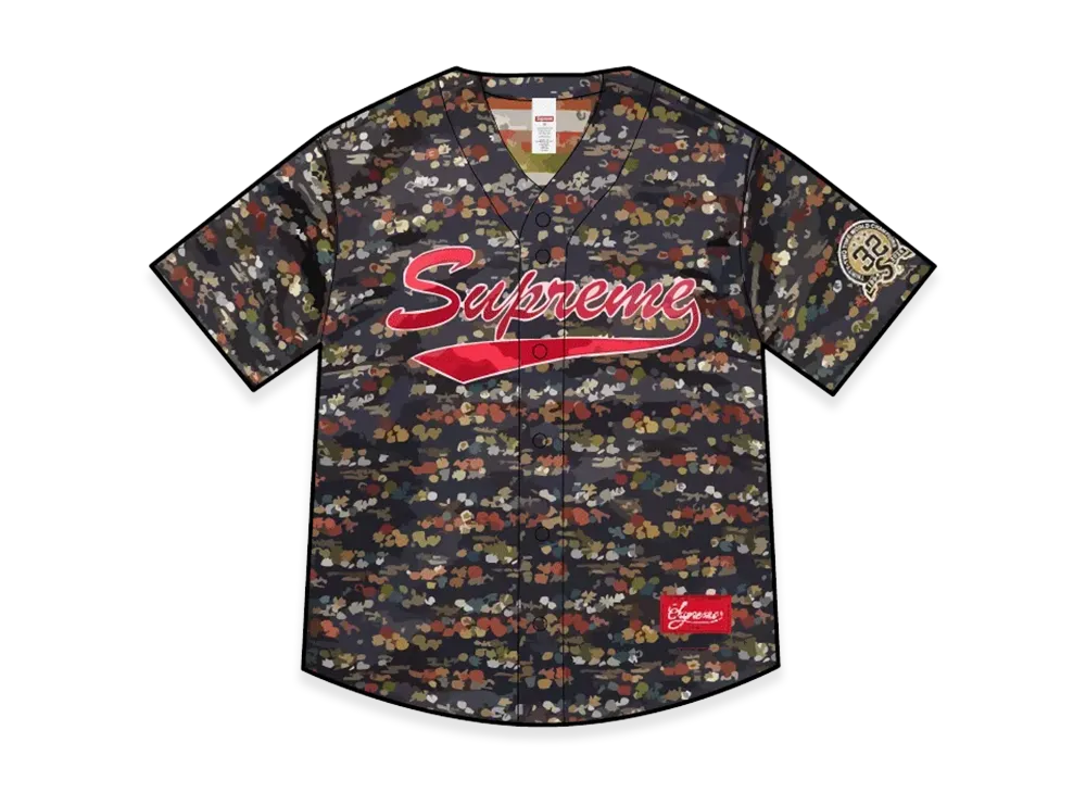 Supreme Floral Jacquard Baseball Jersey "Navy"