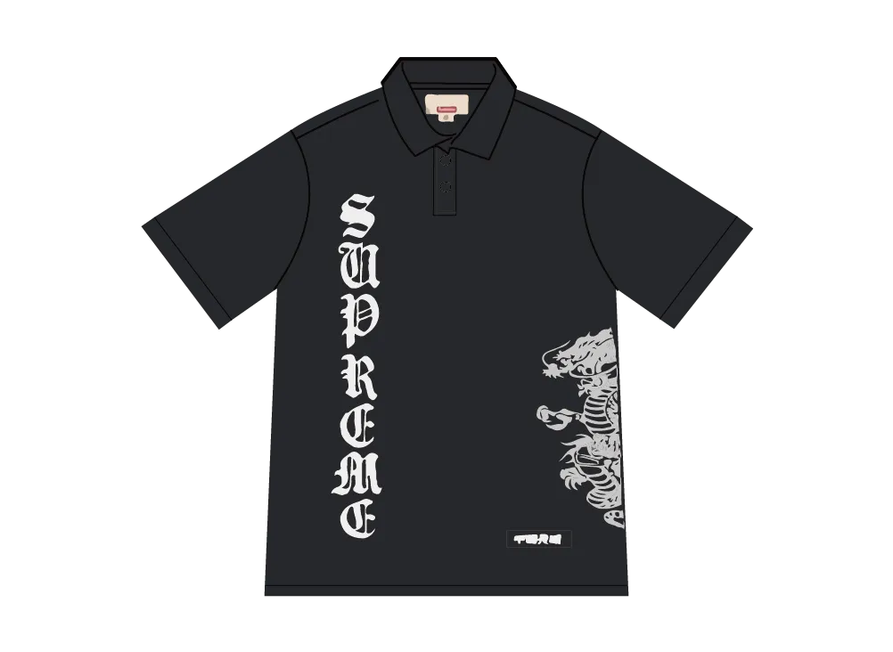 シュプリーム x ザグレートチャイナウォール ドラゴンポロ "ブラック"