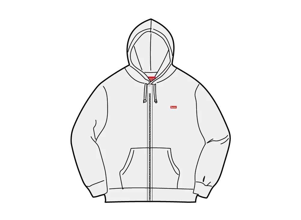 Supreme Small Box Zip Up Hooded Sweatshirt "Ash Grey"
