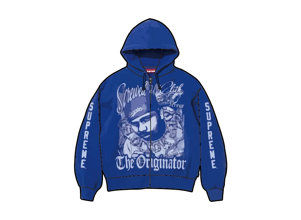 Supreme x DJ Screw Zip Up Hooded Sweatshirt "Royal"