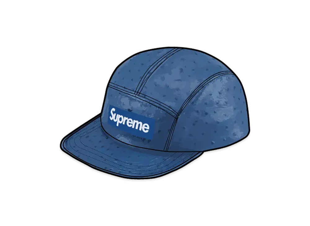Supreme Ostrich Embossed Leather GORE-TEX Camp Cap "Blue"