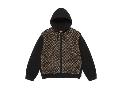 Supreme Checkerboard Faux Fur Zip Up Hooded Sweater "Black"