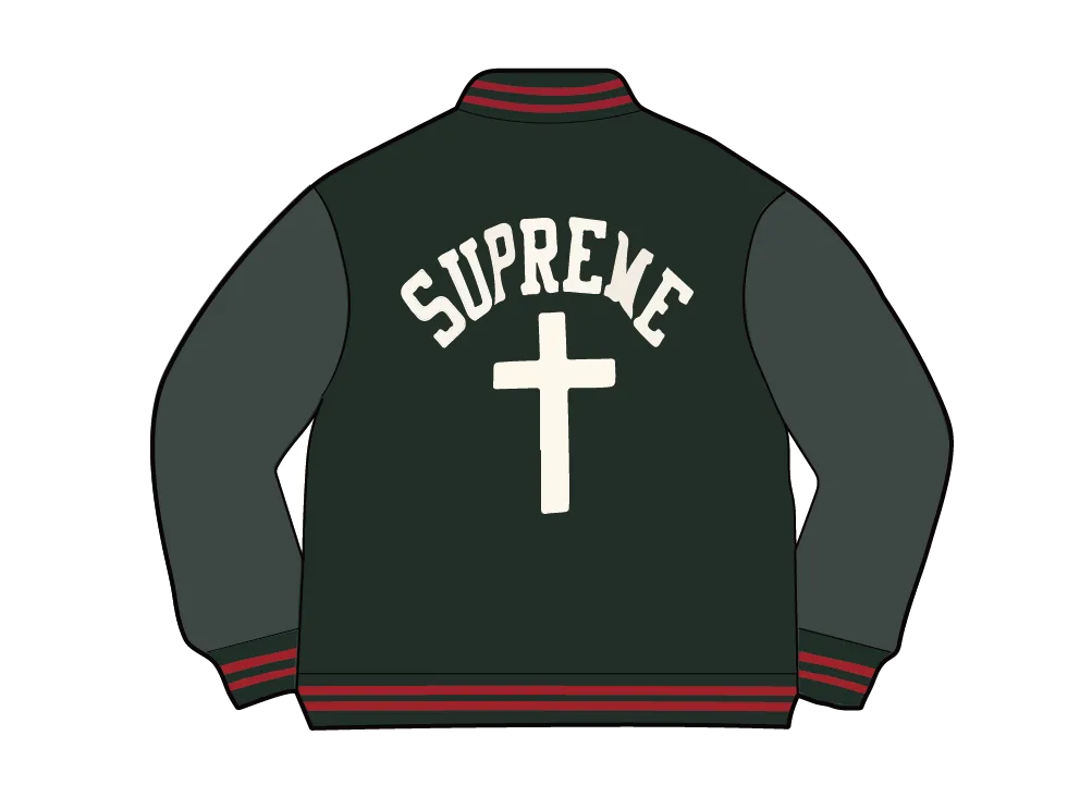 Supreme Cross Varsity Jacket "Dark Green"