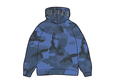 Supreme Overdyed Studded Hooded Sweatshirt "Blue Camo"