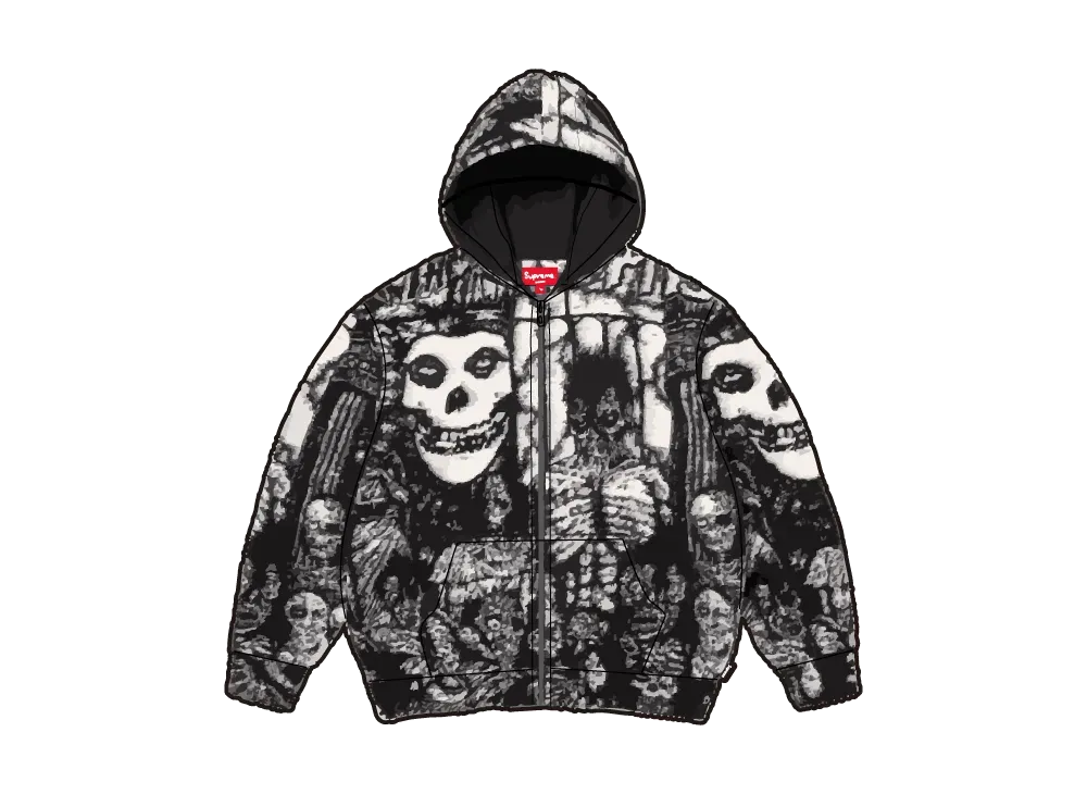 シュプリーム x ザミスフィッツ ジップアップ フーデッドセーター "ブラック"