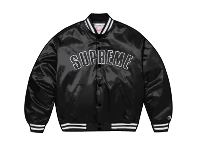 Supreme x Champion Satin Varsity Jacket "Black"