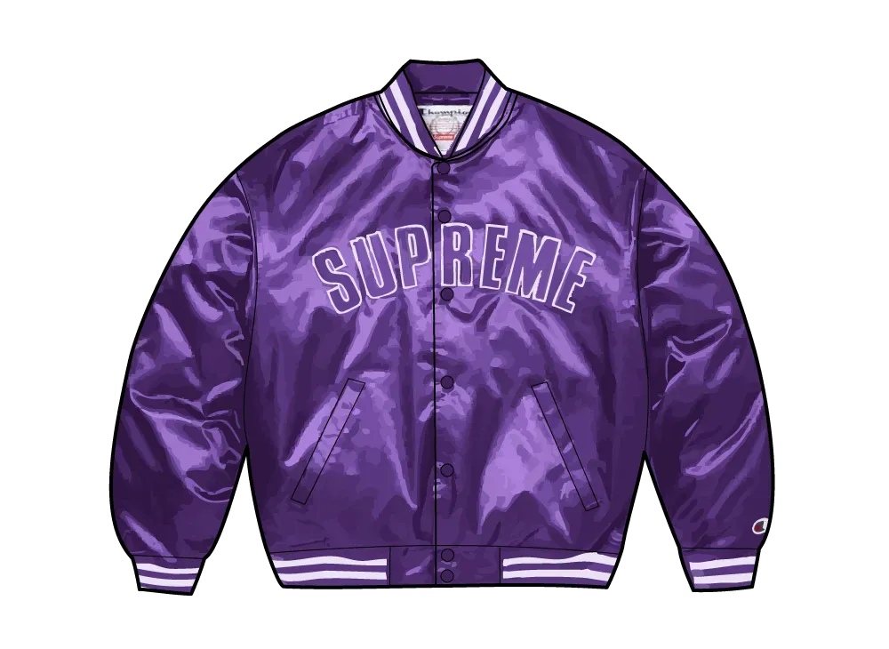 Supreme x Champion Satin Varsity Jacket "Purple"