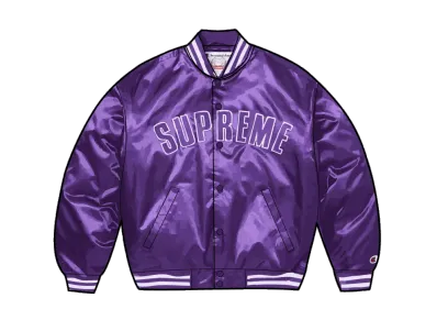 Supreme x Champion Satin Varsity Jacket "Purple"