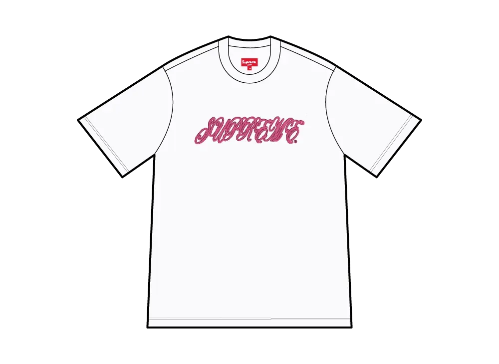 Supreme Raised Script S/S Top "White"