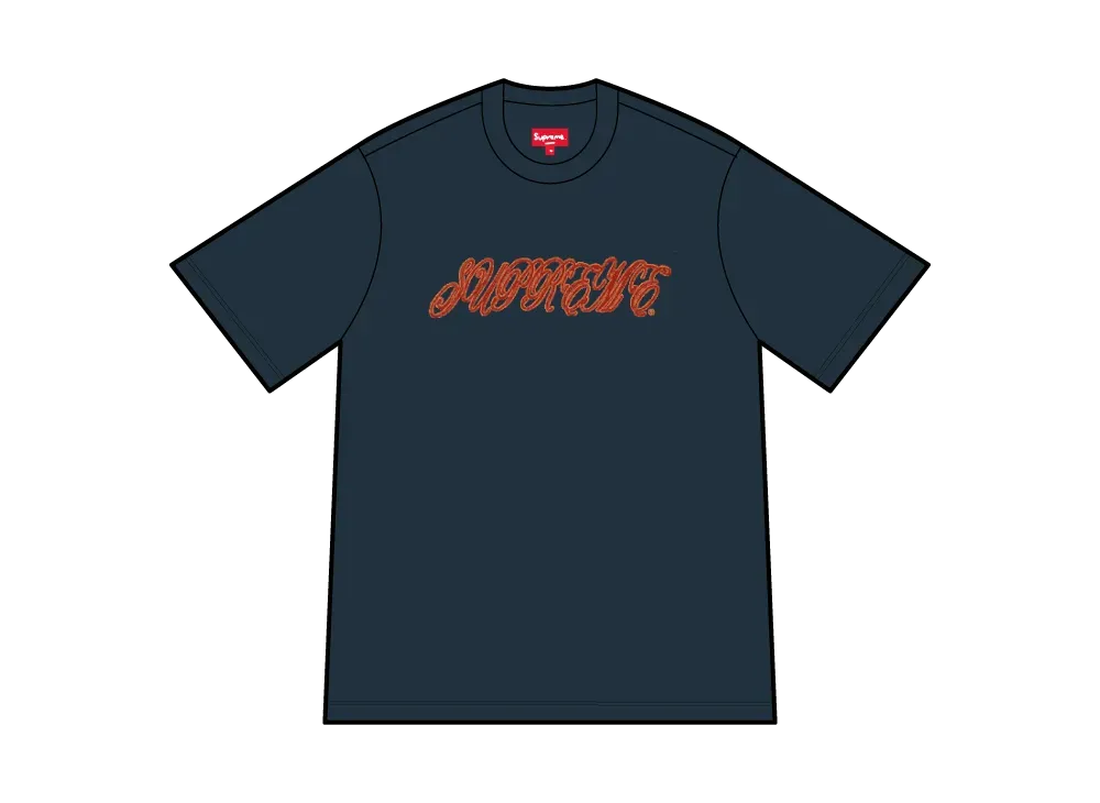 Supreme Raised Script S/S Top "Navy"
