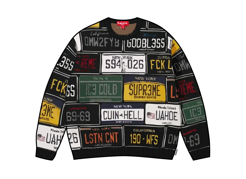 Supreme License Plate Sweater "Black"